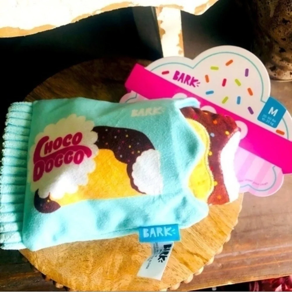 Bark Box Noco Doggo Ice Cream Plush Dog Toy Crinkle Squeaker NWT